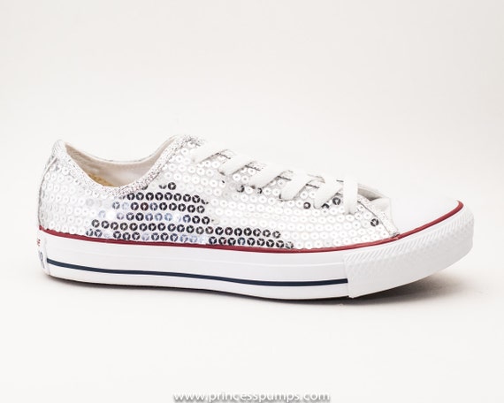 sequin converse silver