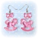 Kawaii Pink Bow Earrings Toy Rocking Horse OTT Sweet Lolita Fairy Kei