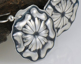 Flower Sterling Silver Earrings, Eco Friendly Silver Earrings, Flower Earrings