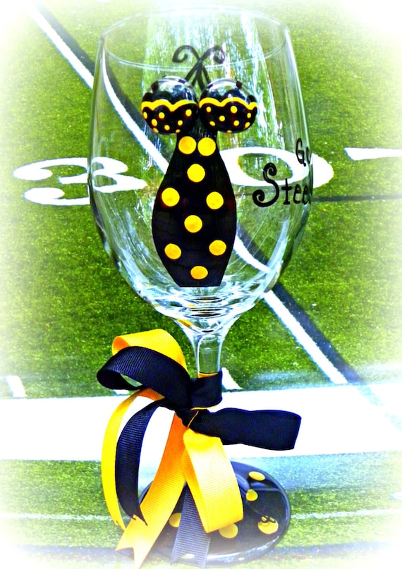 Pittsburgh Steelers Wine Glass Gift Unique by AbodeDecorGifts