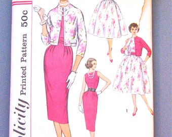 Vintage 1950s Simplicity 2407 Dress Pattern Bust 31.5 inches