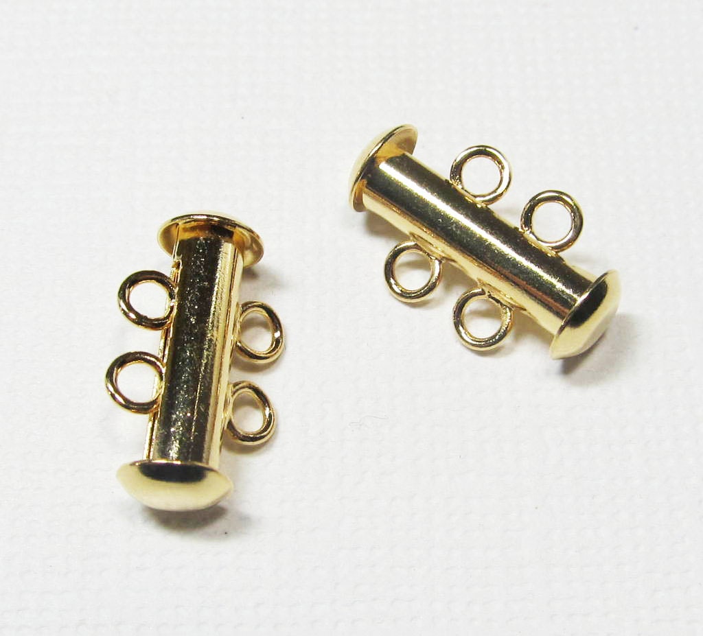 Metal Slide Bar Clasps Gold Plated 2-hole 2 clasps