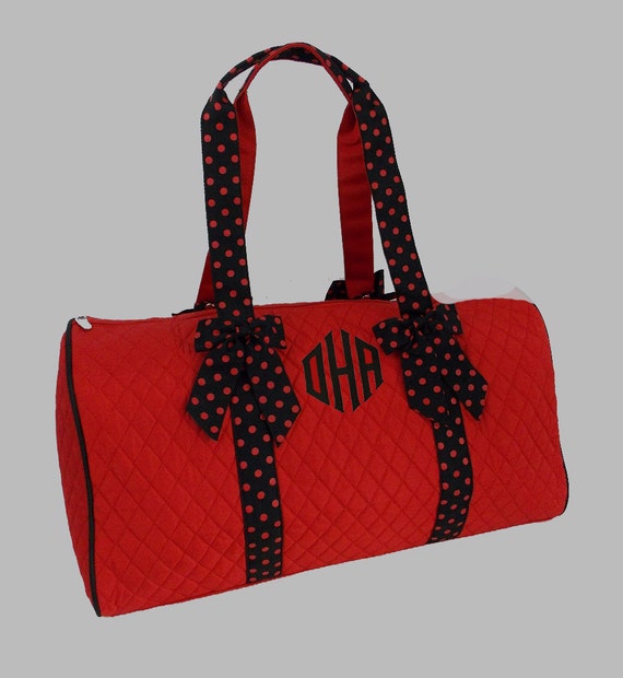 Monogrammed Duffle Bag Red With Black Trim-Personalization Included-Dance Recital-Travel-Gymnastics