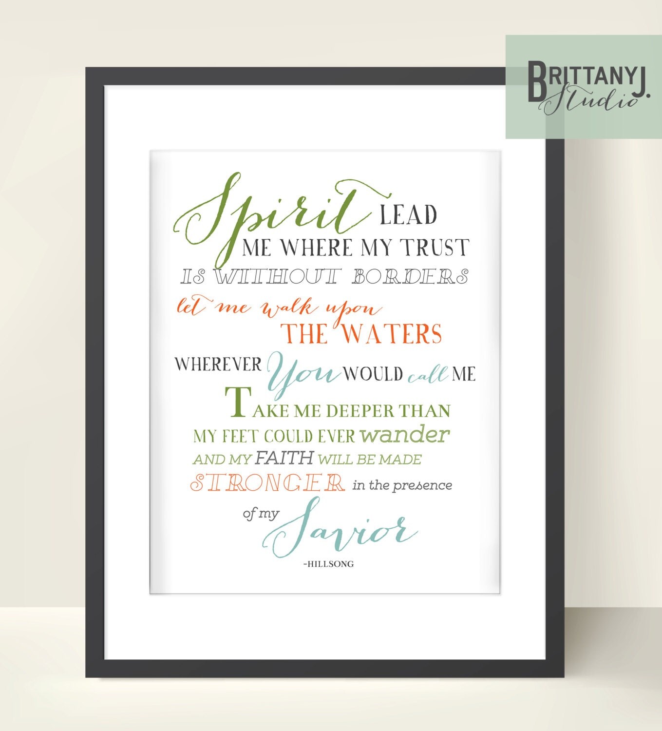 Oceans Lyrics Poster PRINTED by BrittanyJStudio on Etsy