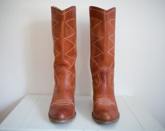 Vintage Romania Brown Leather Western Riding Boots Size 9 US