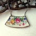 Broken china jewelry broken plate necklace Pink and yellow rose vintage porcelain made from a broken plate