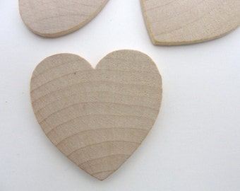 50 Wooden hearts 1 1/2 inch (1.5") wide 1/8 inch thick unfinished wood hearts diy