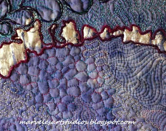 MarveLes THE FLATHEAD Art Quilt Purple Blue Pink Green