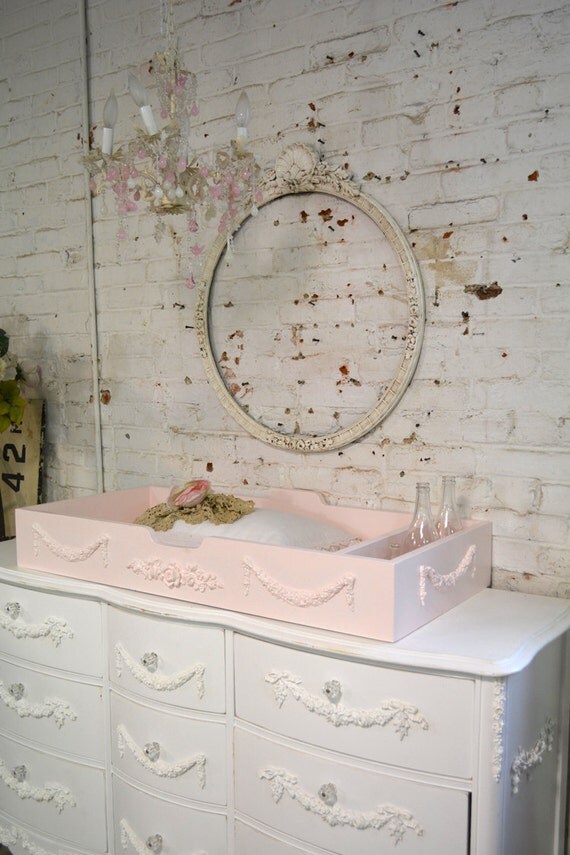 Painted Cottage Shabby Pink Romantic Changing Table Tray CH86