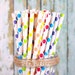 Boys Rainbow Paper Straws, Polka Dot Paper Straws, Cake Pop Sticks, Rainbow Party Straws, Drinking Straws, Party Straws (30)