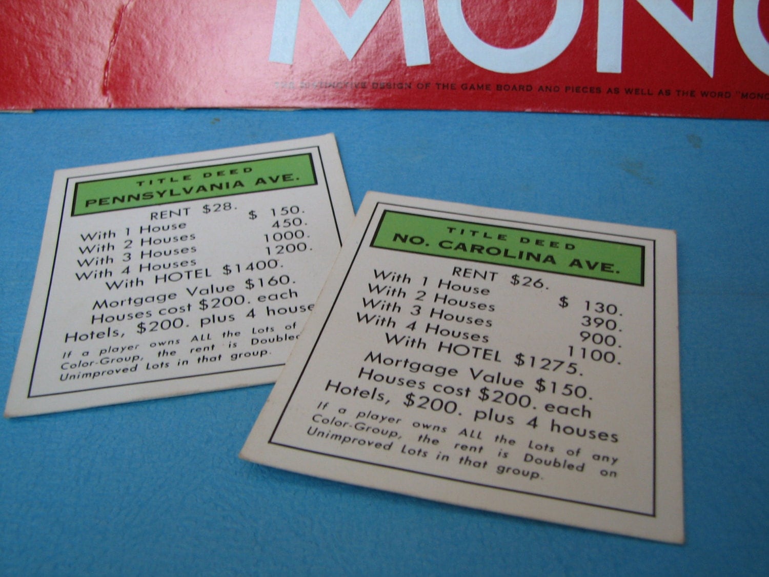MONOPOLY Game Traditional Deed Property Card by
