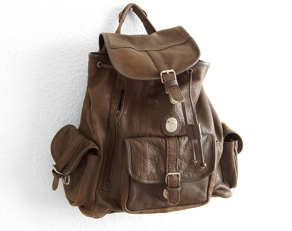 Brown Leather Backpack Leather Rucksack Backpack Hipster