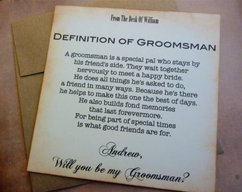 Will You Be My Groomsman Invitation, Ask Groomsman, Groomsman Wedding Invite