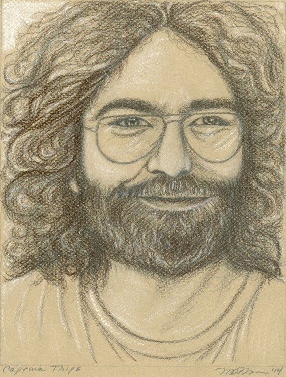 Items similar to Pencil Drawing - Jerry Garcia - Captain Trips ...