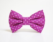 Dog Bow Tie- Fuchsia Polka Dot Bow Tie- More options available- dog collar accessory