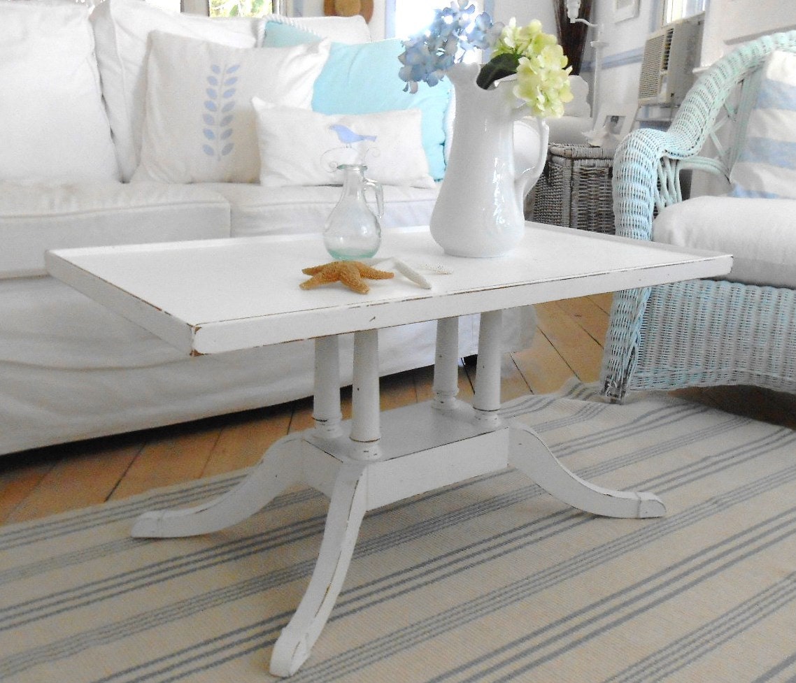 Coffee table white shabby chic furniture beach by backporchco