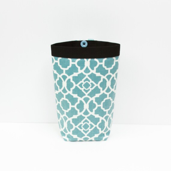 SMALL CAR TRASH Bag Waverly Lovely Lattice Aqua by GreenGoose