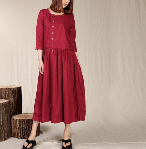 Spring dress Loose fitting Long Sleeve Sundress by FashionColours