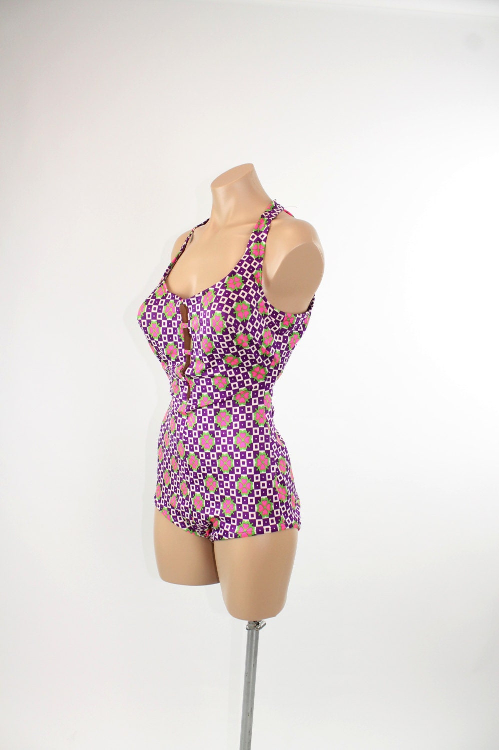 70s One Piece Swimsuit Bathing Suit Swimwear Tank by ScarletFury