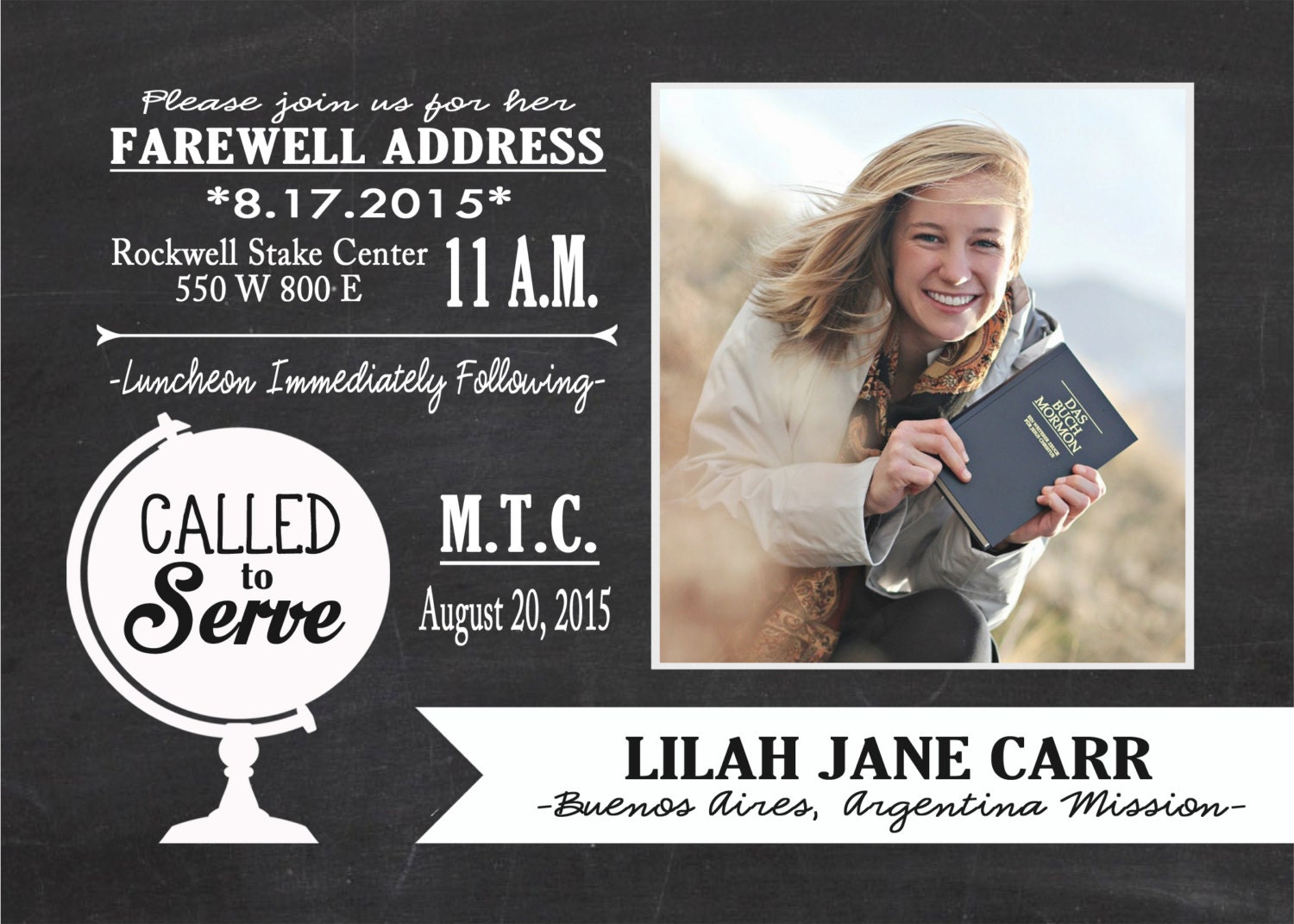 LDS Missionary Announcement 5x7 Custom Printable