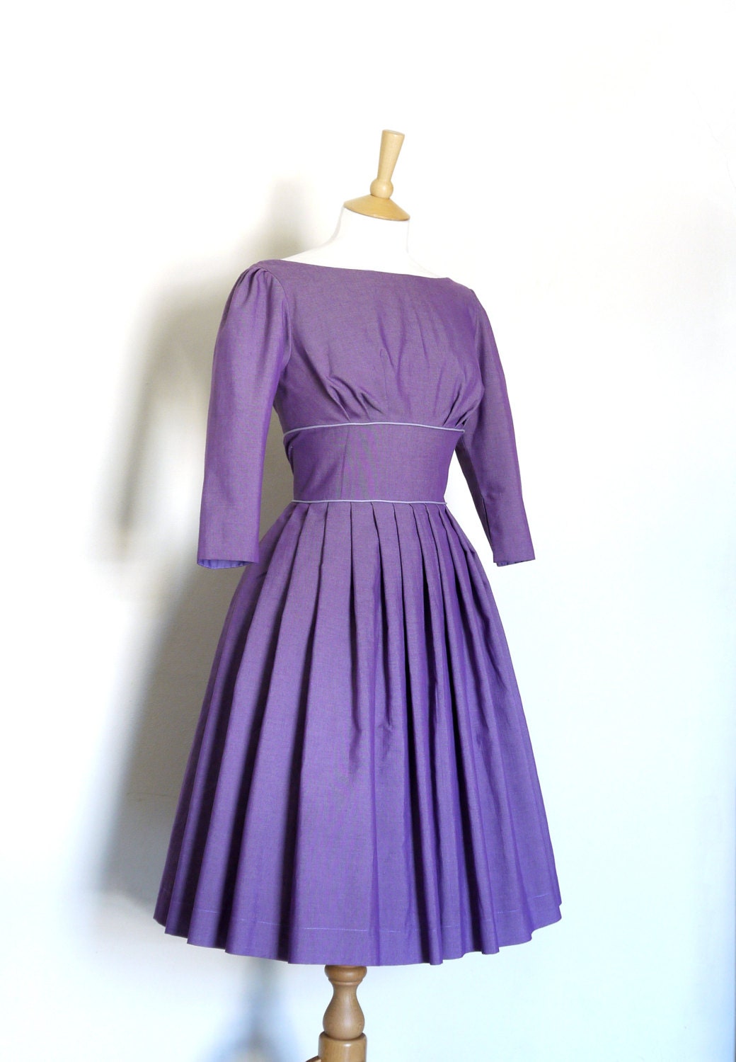 SALE Size UK 14 US 12 Lilac Cotton Audrey Prom Dress Made