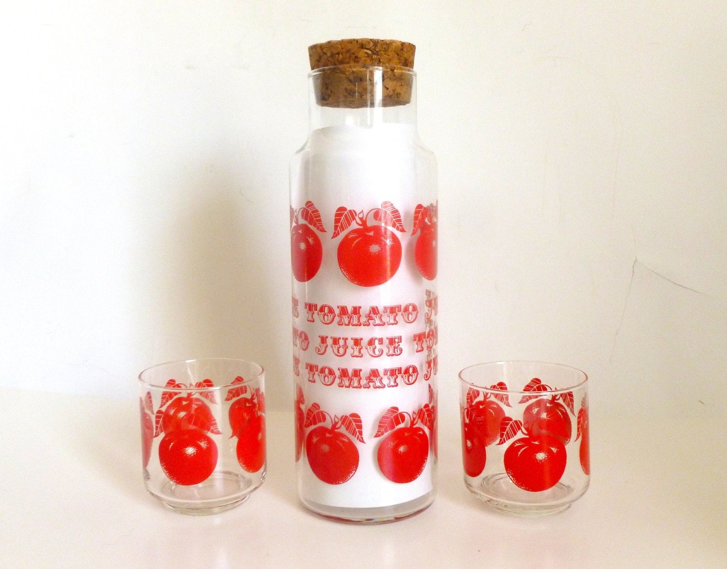 Download Set of 3 Vintage Glass TOMATO JUICE Carafe Pitcher and 2 Yellowimages Mockups