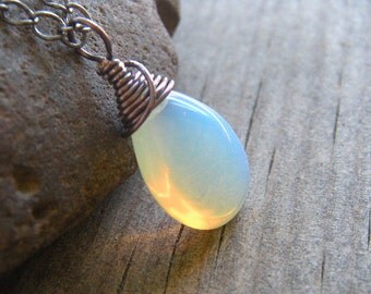 KAIRI Kingdom Hearts Necklace - Opalite Puff Teardrop - Discounted
