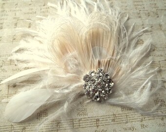 Bridal Hair Clip, Ivory Fascinator, Feather Hair Clip, Wedding Hair Accessories, Bridal Fascinator, Great Gatsby, Bridal Comb, Ivory Wedding