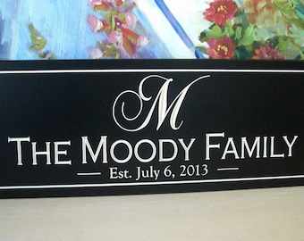 Personalized Name Sign great wedding gift idea Carved 8" tall Personalized Family Name Sign Wedding Gift