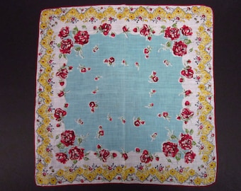 Vintage Handkerchief Burgundy floral (vh112)