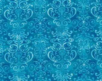 Winter Blues from Fabri-Quilt - Turquoise Blue Ornate Quilt Fabric