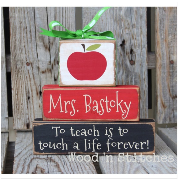 Personalized Teacher gift wood block set End of School Year, Birthday ...