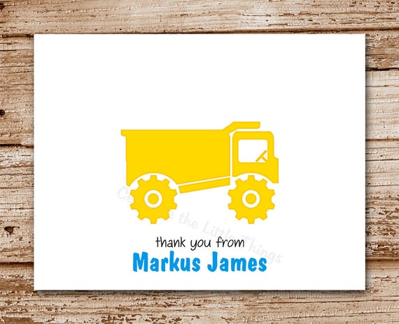 Set of 8 Dump Truck Note Cards - Notecards - Personalized Stationery - Thank You Cards - Dumptruck, Yuke, Construction Vehicle - Blank Cards Il_570xn