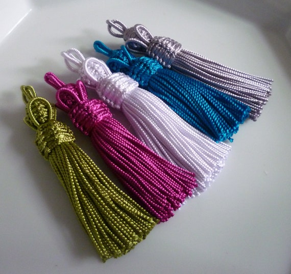 Moroccan crown tassels , mini art silk , multipack of 5