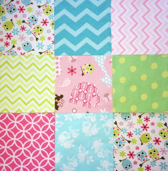 Precut Flannel Quilt Squares for Baby by gotozocreations on Etsy