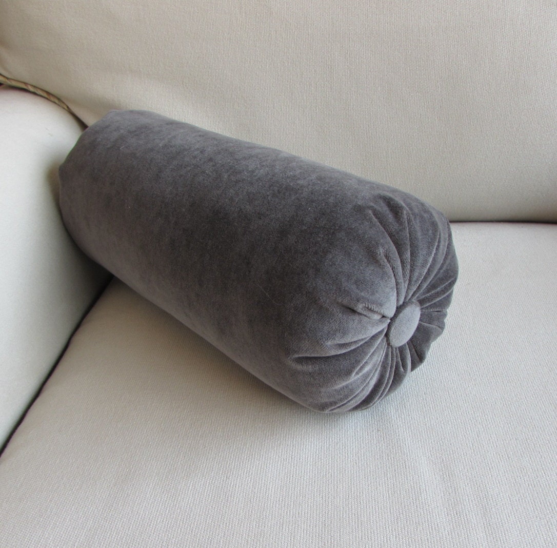 VELVET in Gunmetal Gray bolster pillow 6x14 6x16 6x18 6x20