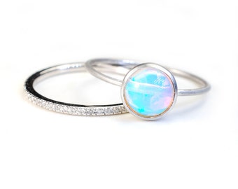 Opal diamond ring etsy
