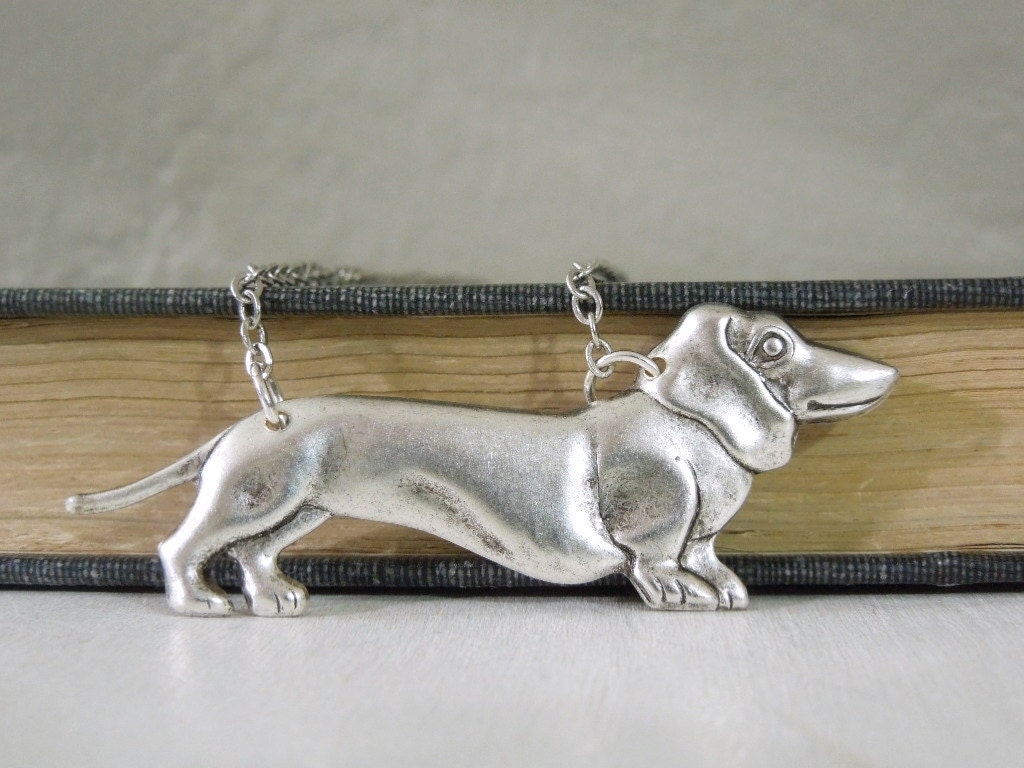 Wiener Dog Necklace Antiqued Silver Man's Best Friend by Saout