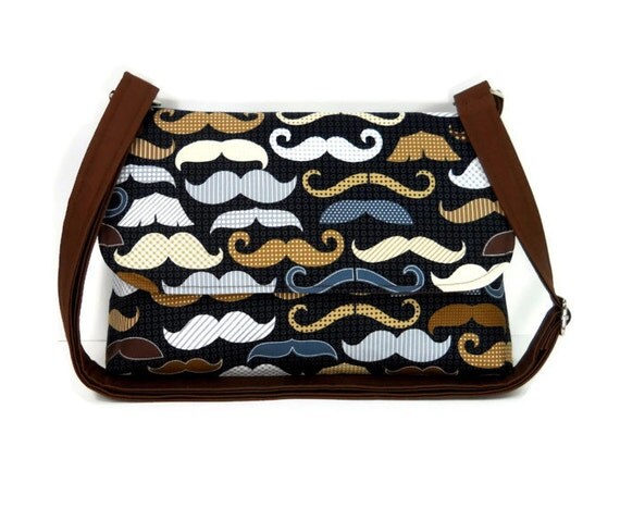 Small Mustache Purse Fabric Cross Body Bag for Women Slim