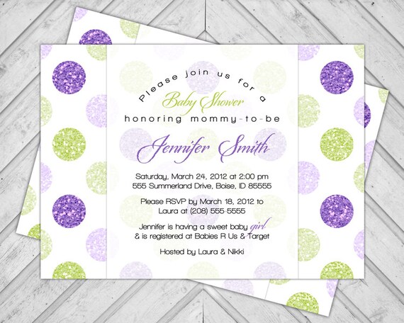 Purple And Green Baby Shower Invitations 2