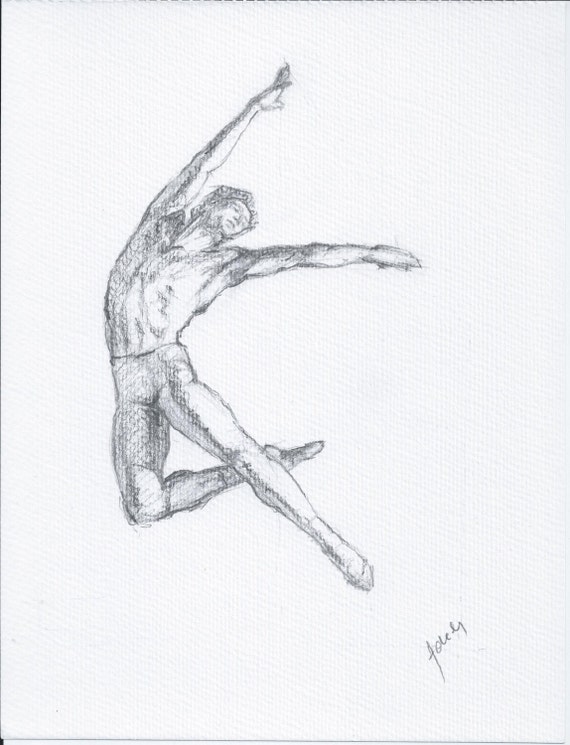 Items similar to SOLD Male ballet dancer, original pencil drawing, A4