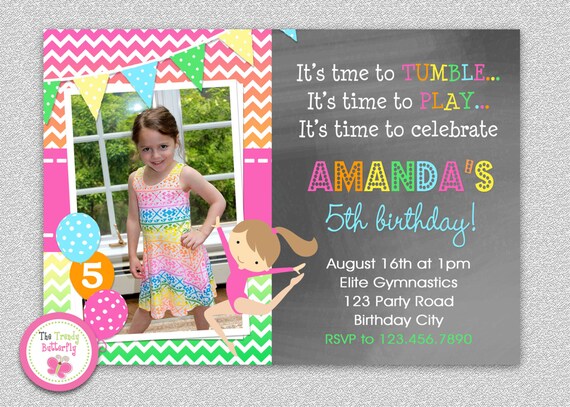 Gymnastics Birthday Invitation Gymnastics Birthday Party Invitations Printable Il_570xn