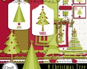 Digital Paper Christmas Clip Art Digital Christmas Papers Gift Tags Christmas Cards Digital Scrapbook Kit Craft Supplies O Christmas Tree Il_170x135