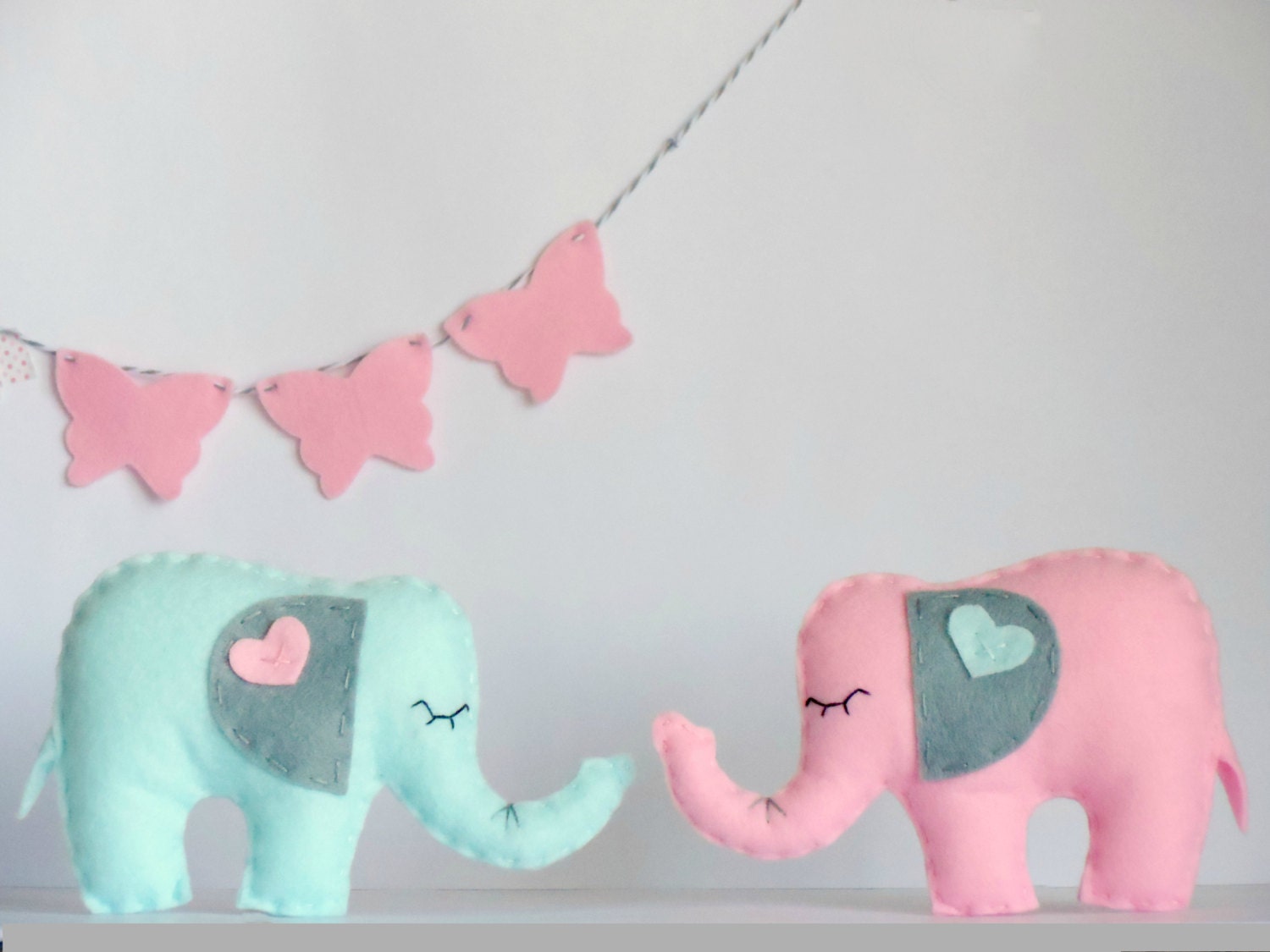 Elephant Pattern DIY Baby Mobile Felt Elephant by MaisieMooNZ