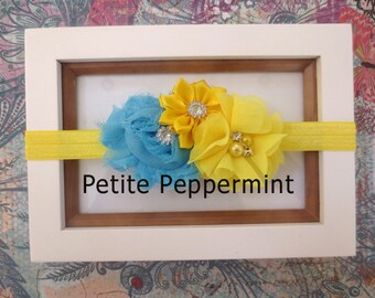 Yellow Baby headband, baby girl headband, newborn headband, toddler headband, Yellow baby flower headband, yellow baby hair bow