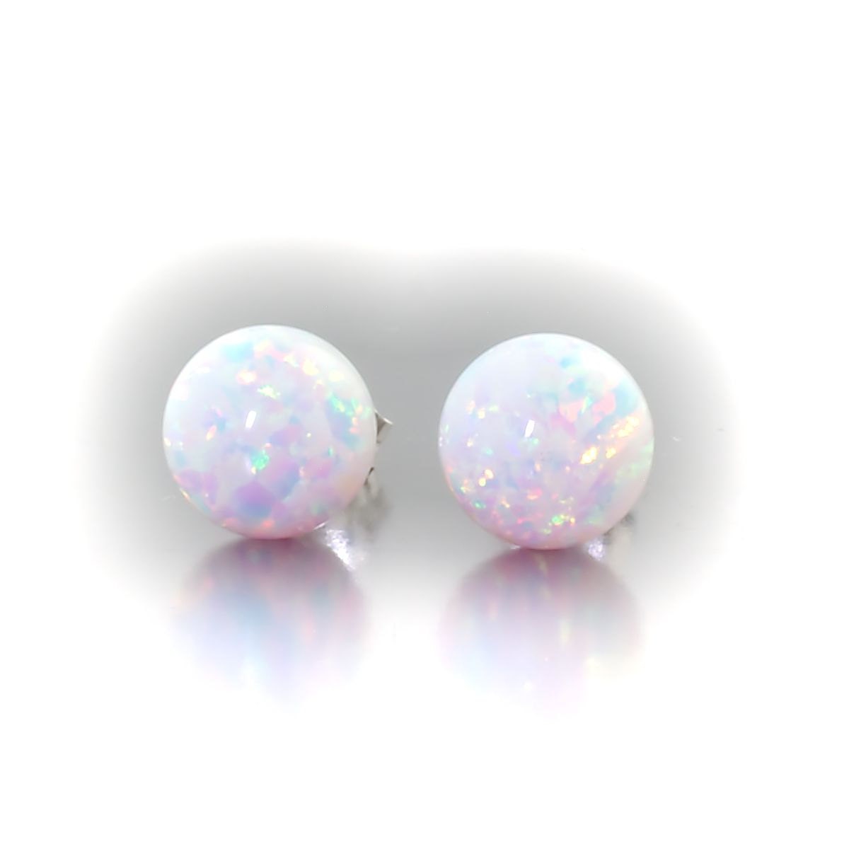 Lorraine 8mm Australian Fiery White Opal Ball Stud by 1000jewels