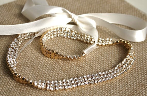 GOLD Bridal Headband - Rhinestone Tiara - Wedding Hair Accessory