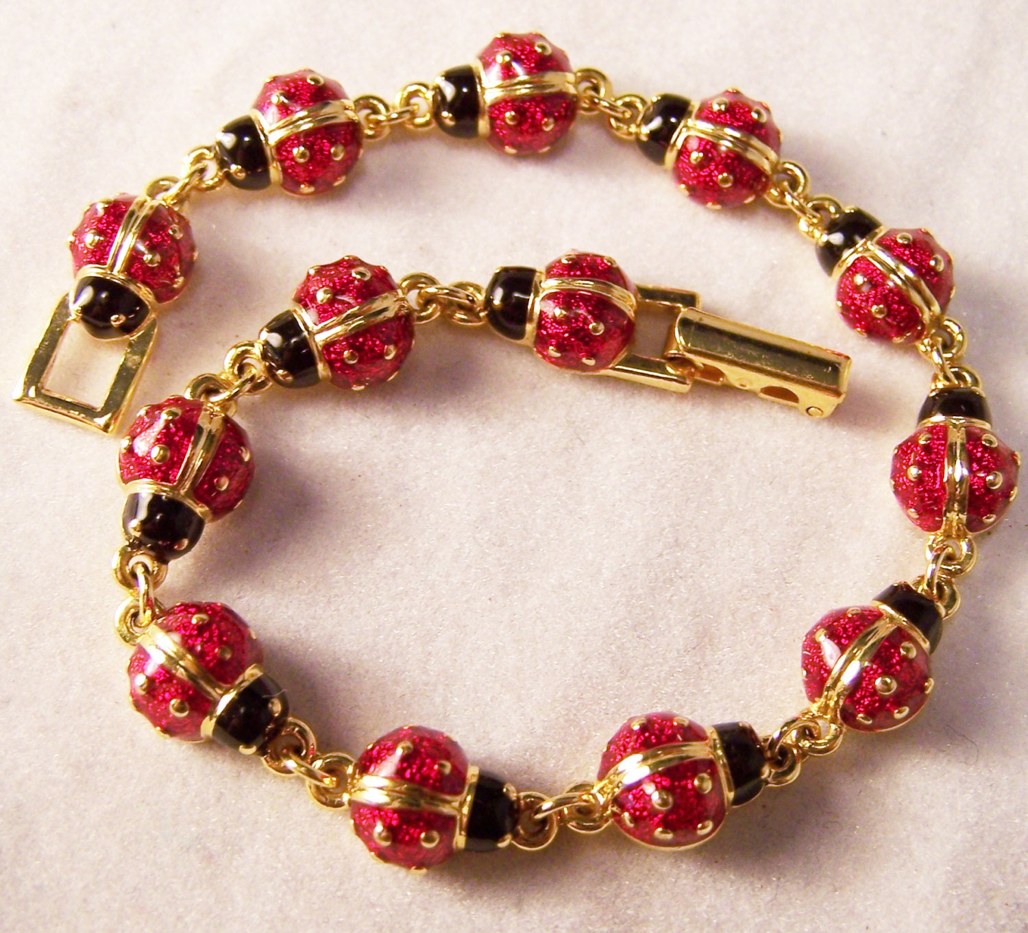 Joan Rivers Classics Collection Red Enamel Ladybug Bracelet