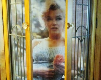 Vintage Unusual Marylin Monroe Cardboard Poster / Light Blue Polka Dot Dress and a Flower / Gentle and Delicate / Rare Marylin / 24"x36" Big