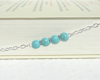 Turquoise Eyeglass Chain, Reading Glasses Chain, Eyeglass Necklace, Eyeglass Holder Necklace, Silver Lanyard